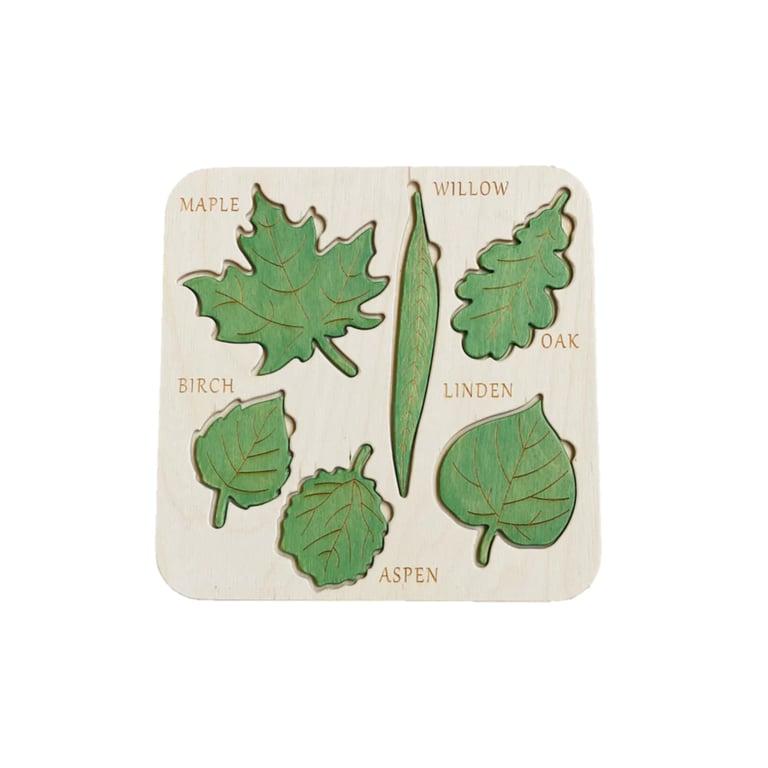 Montessori PoppyBabyCo Wooden Leaf Puzzle