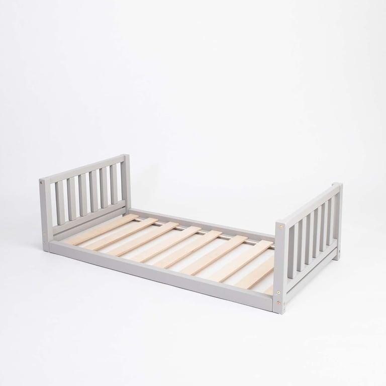 Sweet Home From Wood Floor Bed With Headboard and Footboard Twin Gray