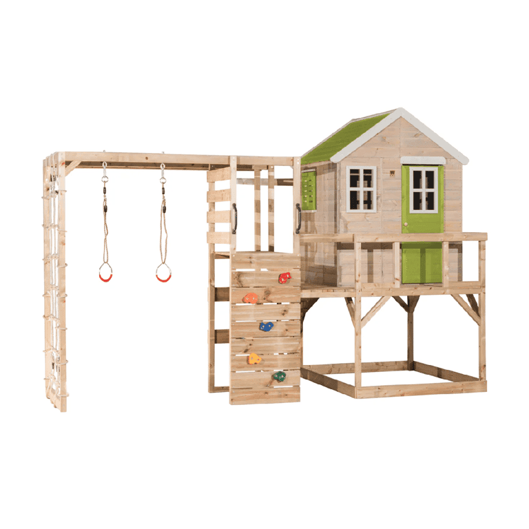 Montessori Wendi Toys My Lodge Swing Set With Platform and Gym Attachment Lime