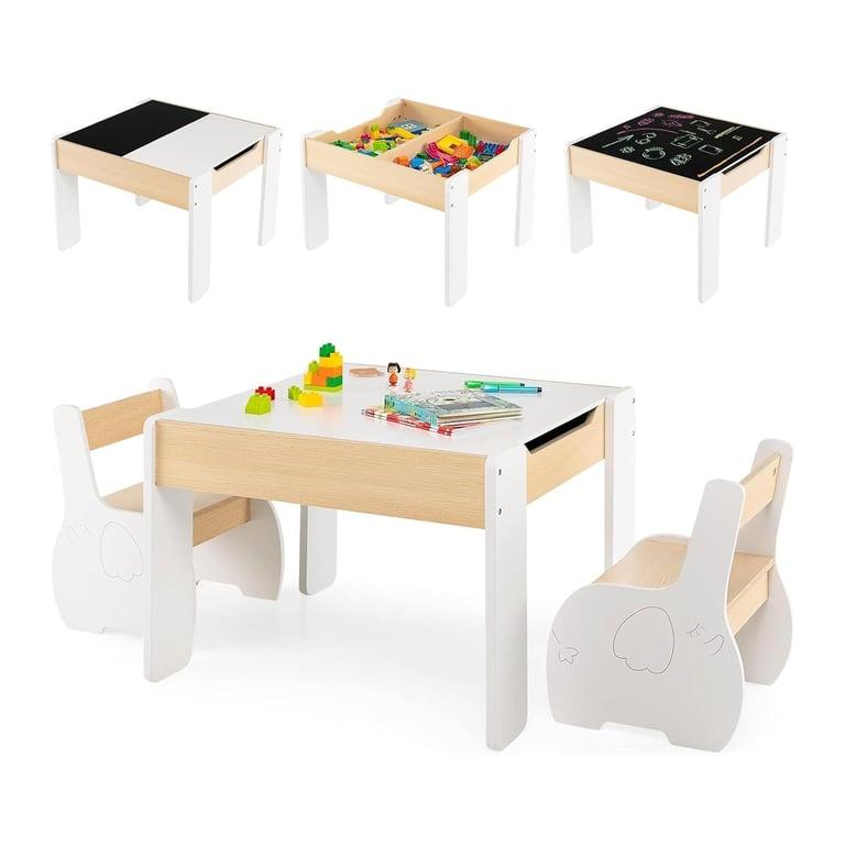 Montessori Honey Joy 4-in-1 Table and Chair Set White and Natural