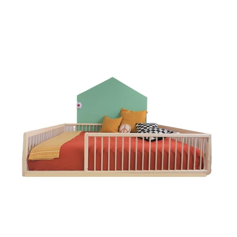 Bash & Timber Queen Size Montessori Floor Bed With Rails Natural