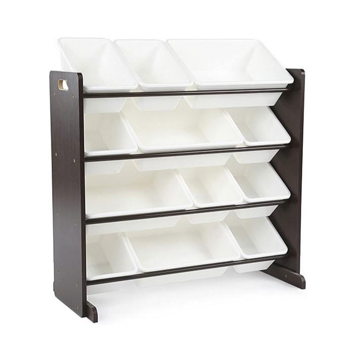 Montessori Little Nation Toy Storage Espresso With White Bins