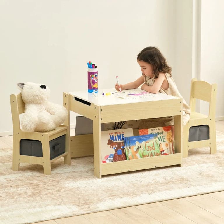 OOOK Wooden 4-in-1 Toddler Desk and Chair Set