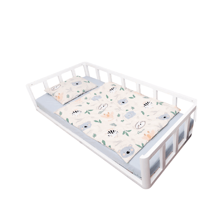 Montessori MandreleKids Twin Size Floor Bed No Front Railings No Door White