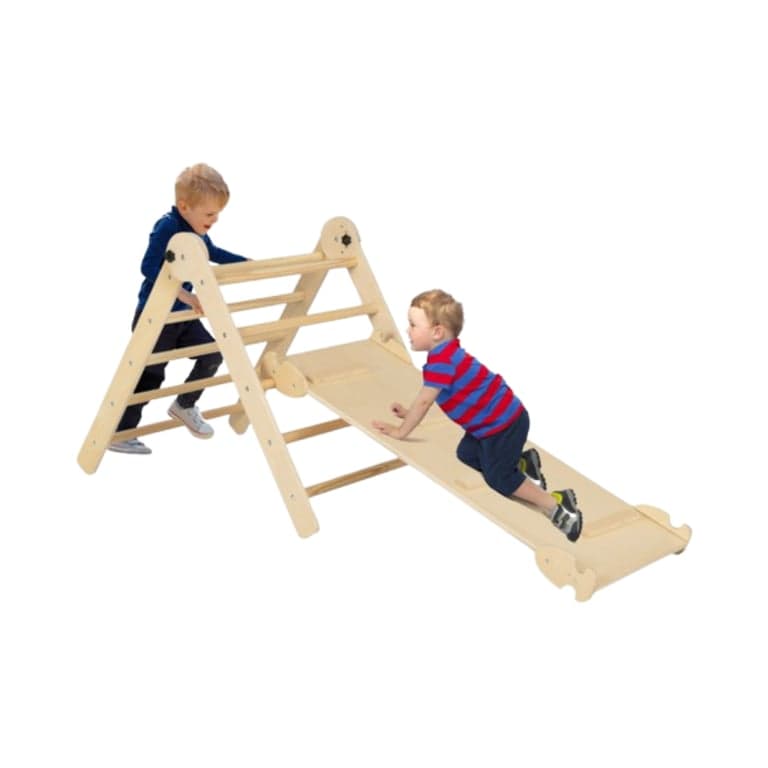 Costway 3-in-1 Foldable and Adjustable Triangle Set Natural