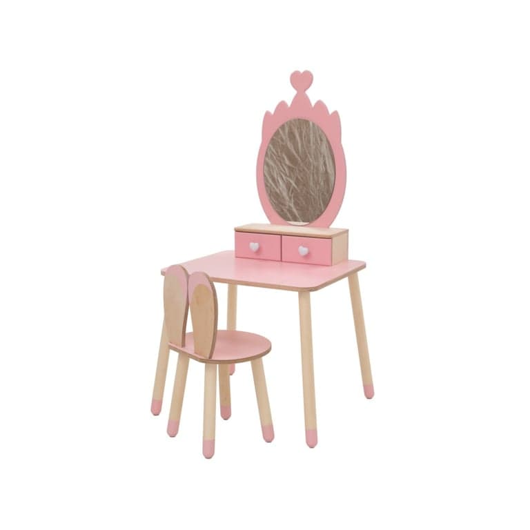Family SCL Princess Vanity Table With Pink Crown Mirror