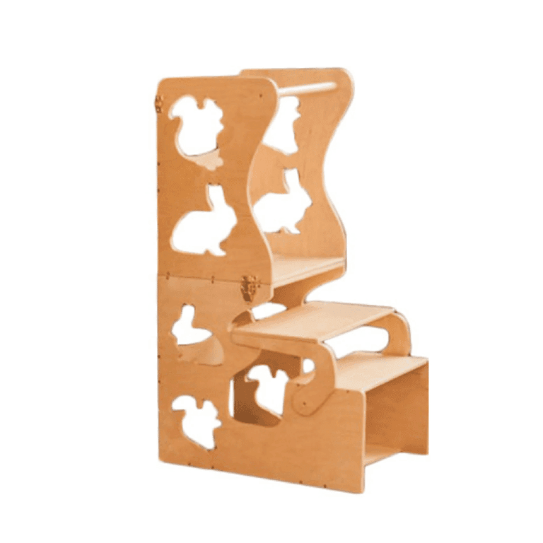 Montessori Wood and Hearts Convertible Learning Tower Animal Shapes