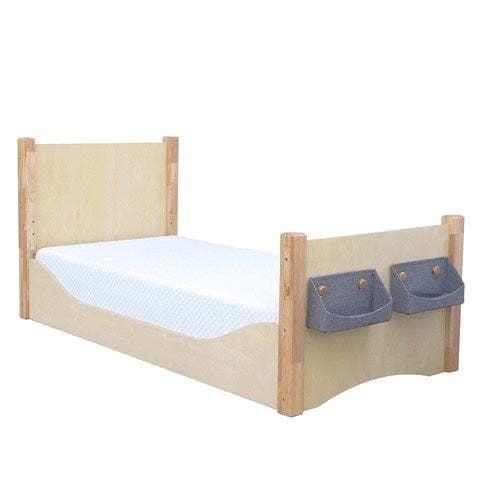 Montessori My Happy Helpers Adjustable Floor Bed Varnished Grey Baskets Twin