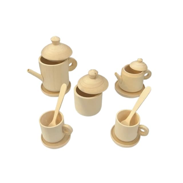 PoppyBabyCo Unfinished Wooden Tea Party Set