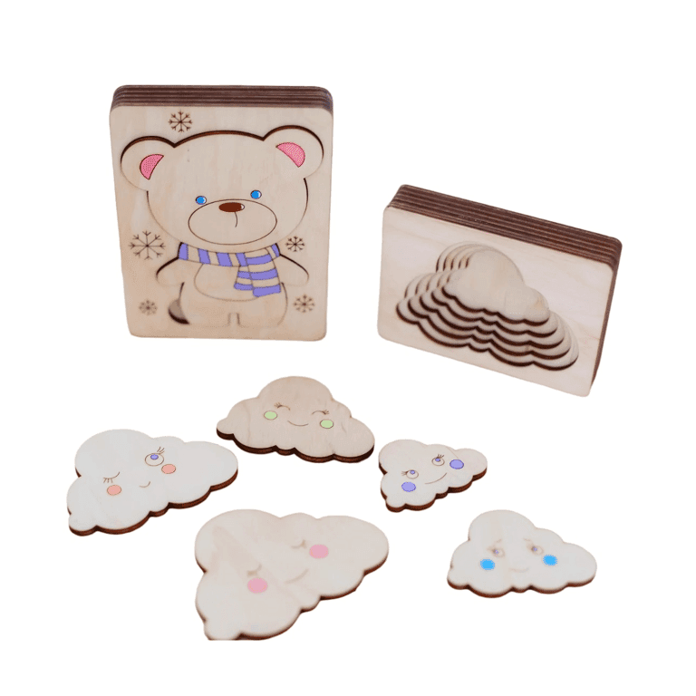 Montessori ODEAStoys Montessori Multi-layer Puzzle Cloud and Bear