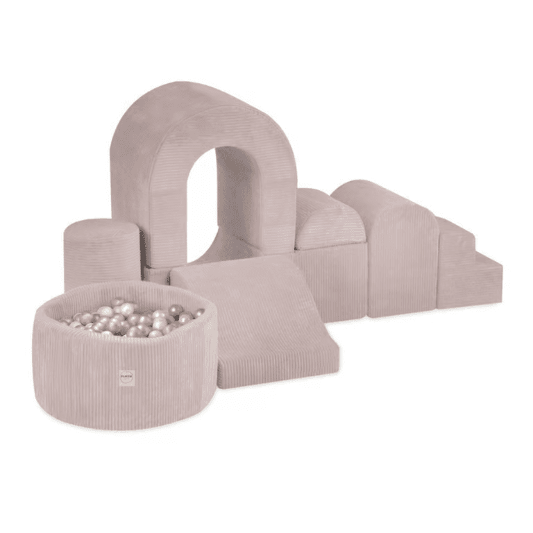 Plush Nest Corduroy Castle Soft Play Set With Ball Pool Light Pink