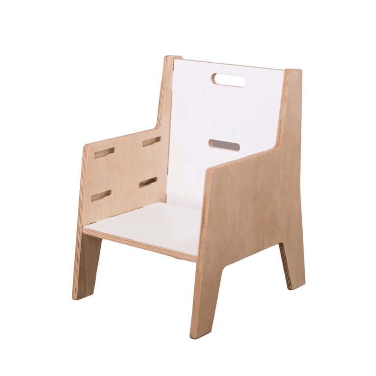 Montessori Sprout Kids Adjustable Weaning Chair White & Birch Two Tone