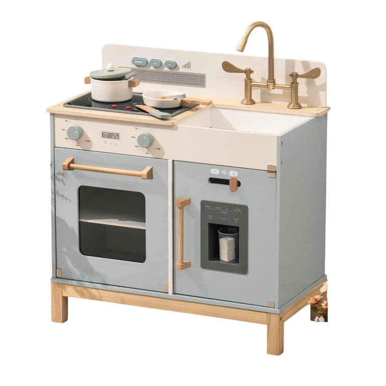 Robud Wooden Kids Play Kitchen Montessori Blue