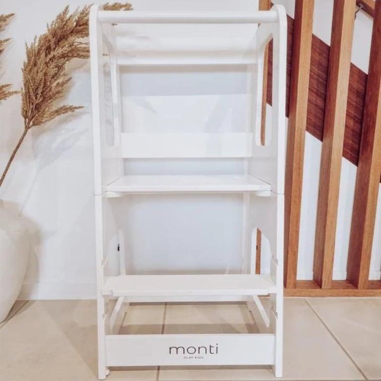 Montessori Monti Play Kids Montessori Little Helper Learning Tower Convertible Table and Chair Set White