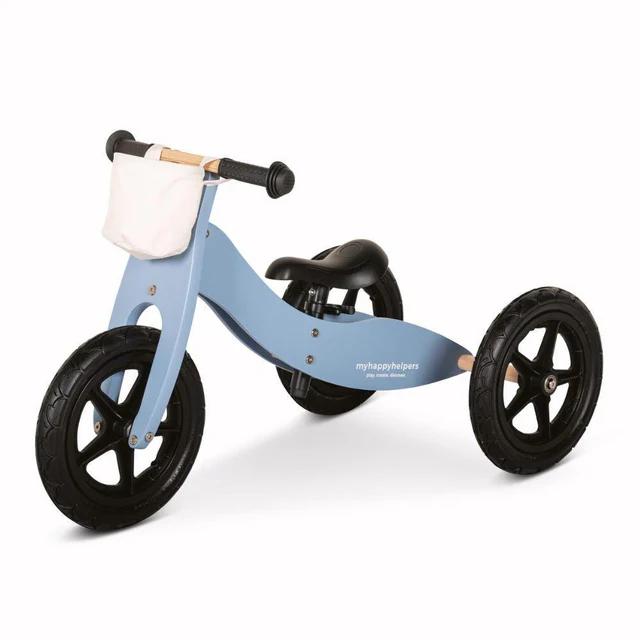 Montessori My Happy Helpers 2-in-1 Wooden Trike Balance Bike Slate Blue With Canvas Bag