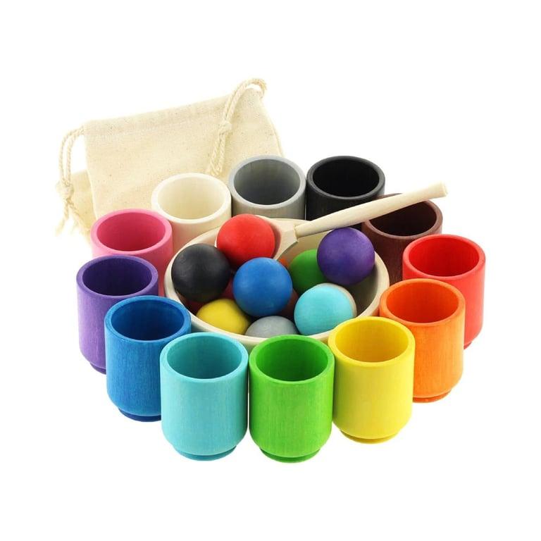 Montessori Ulanik Balls in Cups Color Sorting and Counting Toy Medium