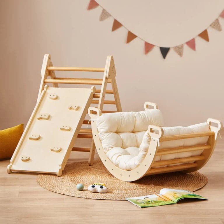 Tiny Land 7-in-1 Natural Climbing Set with Play Pad