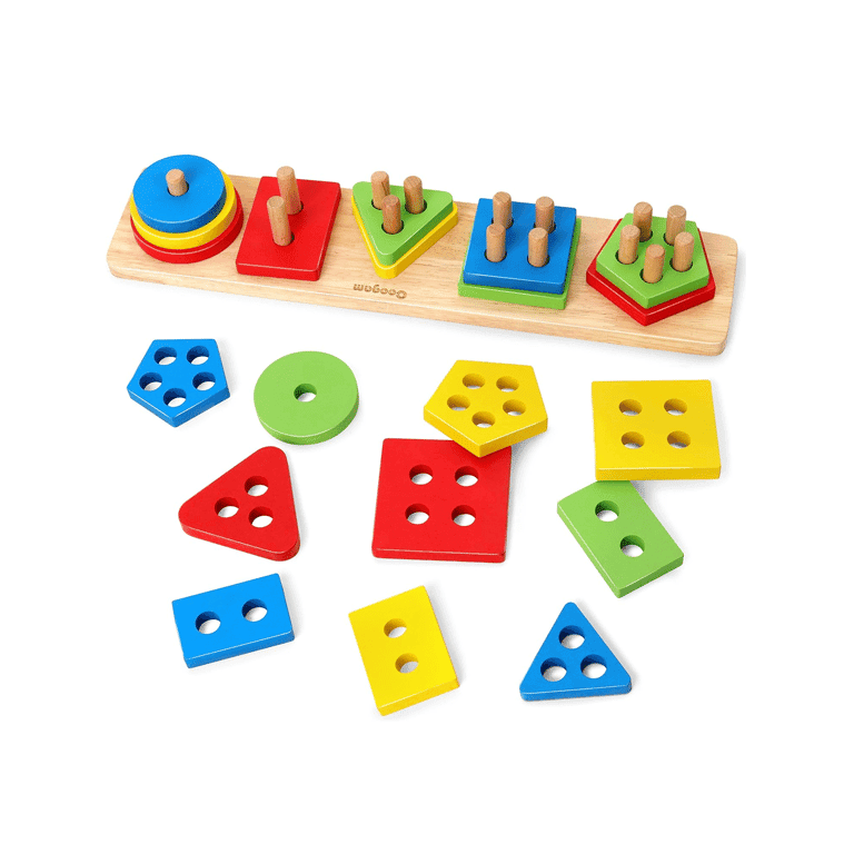 Montessori Coogam Wooden Geometric Stacker