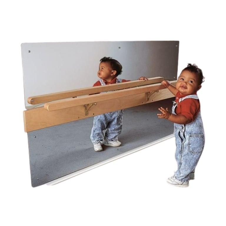 Montessori Environments Infant Mirror With Wood Pull-Up Rail