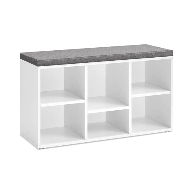 Vasagle Shoe Bench With 6 Adjustable Compartments White