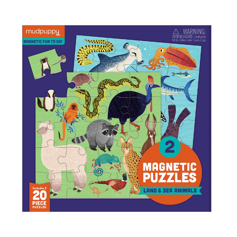 Montessori Mudpuppy Magnetic Jigsaw Puzzle Land and Sea Animals