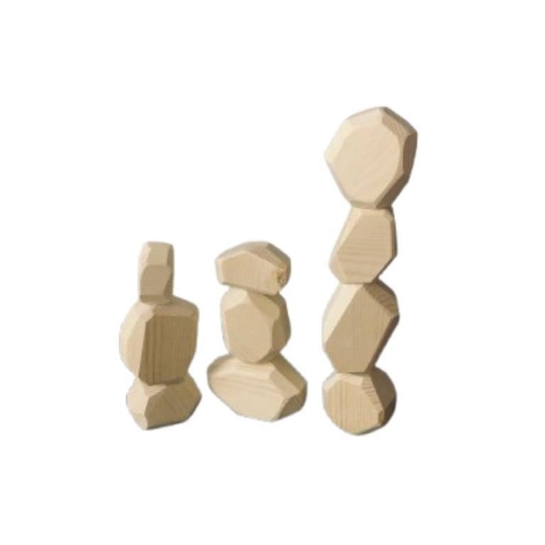 Montessori Le Blackbird Woodshop Stacking Rocks Unfinished