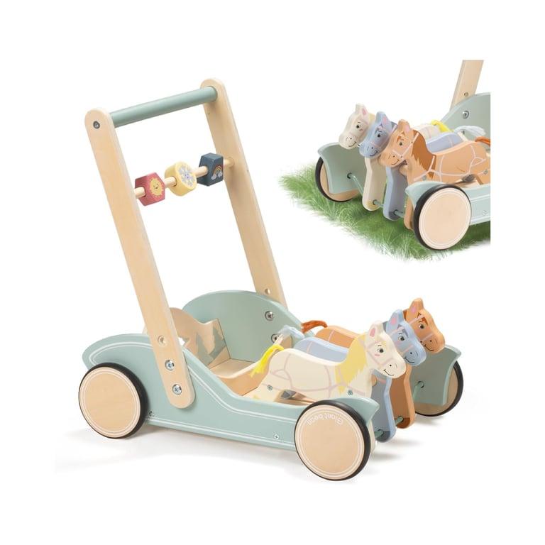 Montessori Giant bean Galloping Ponies Wooden Baby Walker