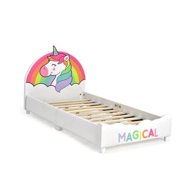 Costway Twin Size Upholstered Platform Bed Unicorn