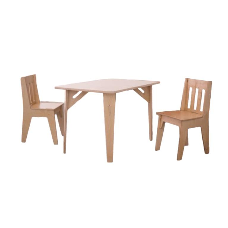 Montessori Sprout Kids Table and Chairs Set Finished Birch