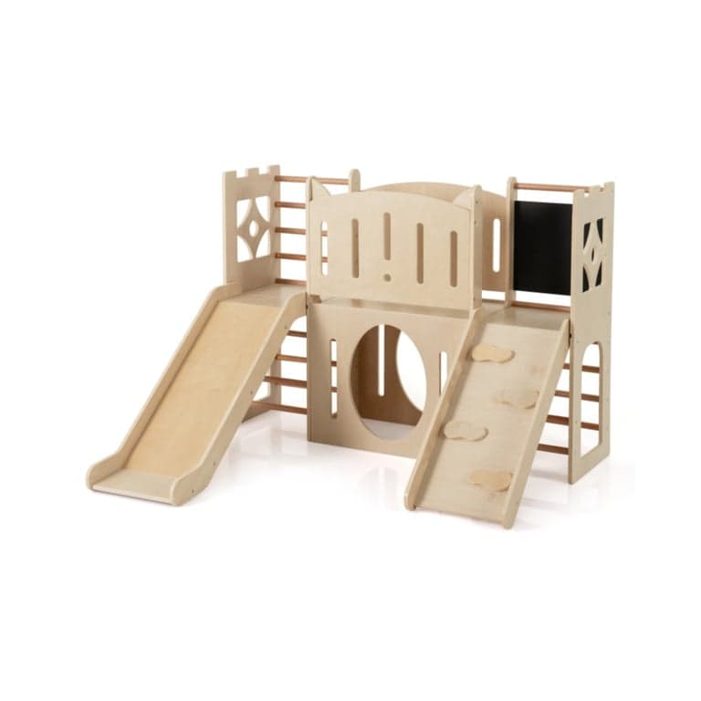 Costway 8-in-1 Wooden Indoor Playground With Climber and Chalkboard