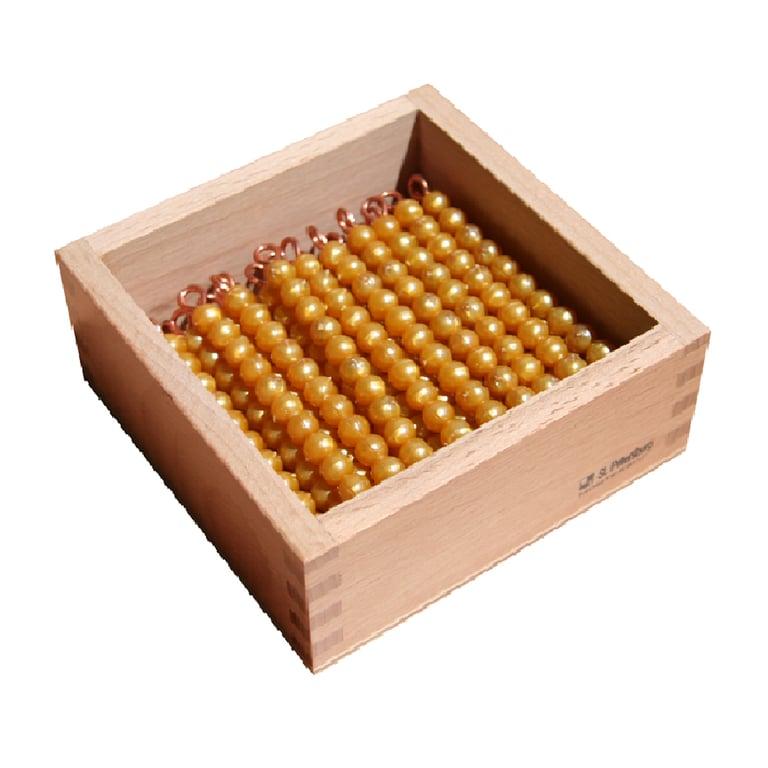 Montessori E&O Montessori 45 Golden Bead Bars of 10 in a Wooden Box