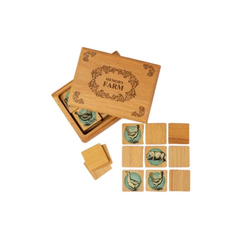 Montessori PoppyBabyCo Wooden Memory Matching Game Farm Animals