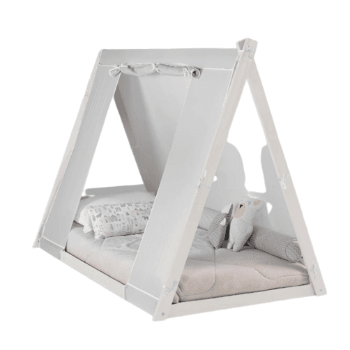 Montessori P'kolino Floor Bed Gray Tent With White Frame