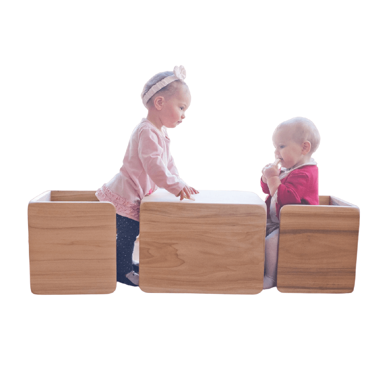 Montessori NATURAbaby Cube Chair Set with 1 Large Chair & 2 Small Chairs