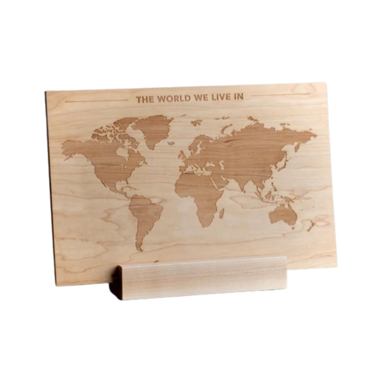 Montessori Glad Folk Wooden World Map With Display Stand