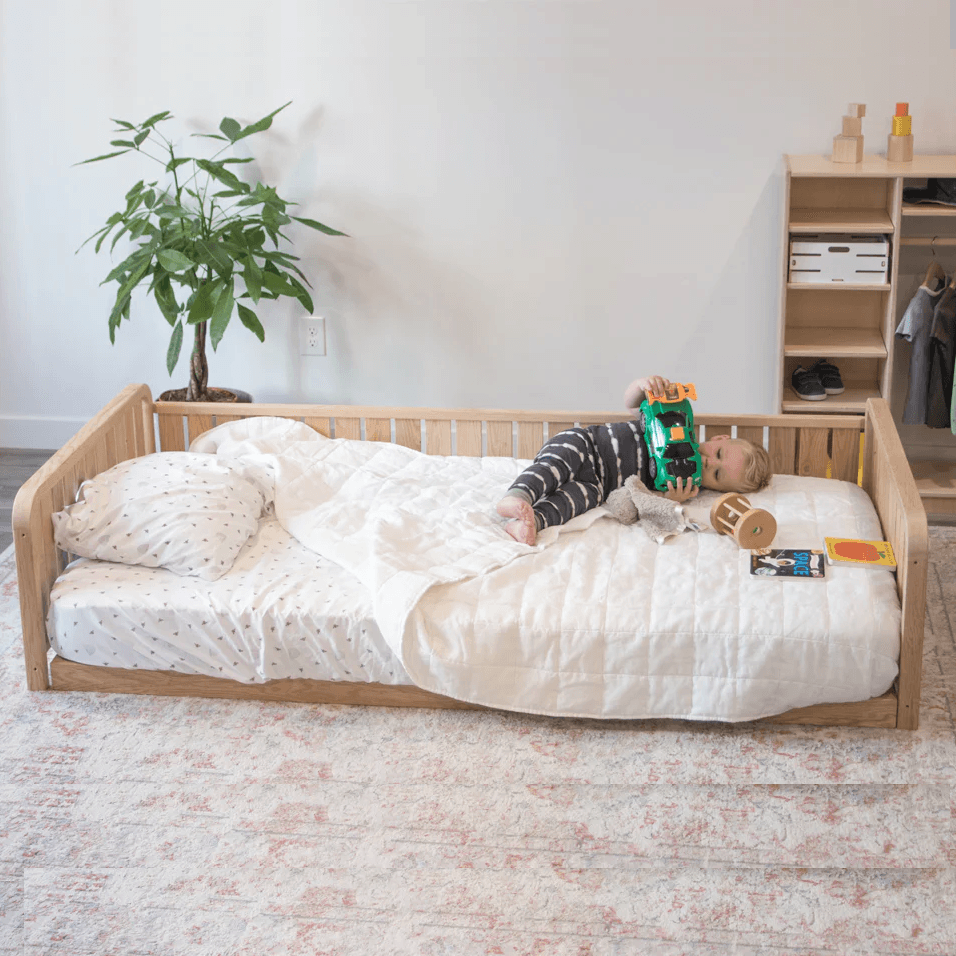 Montessori Sprout Kids Sosta Floor Bed Platform With 2 Headboard and Full Side