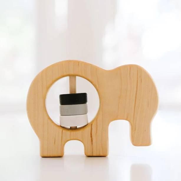 Montessori elephant-wooden-baby-rattle-233553