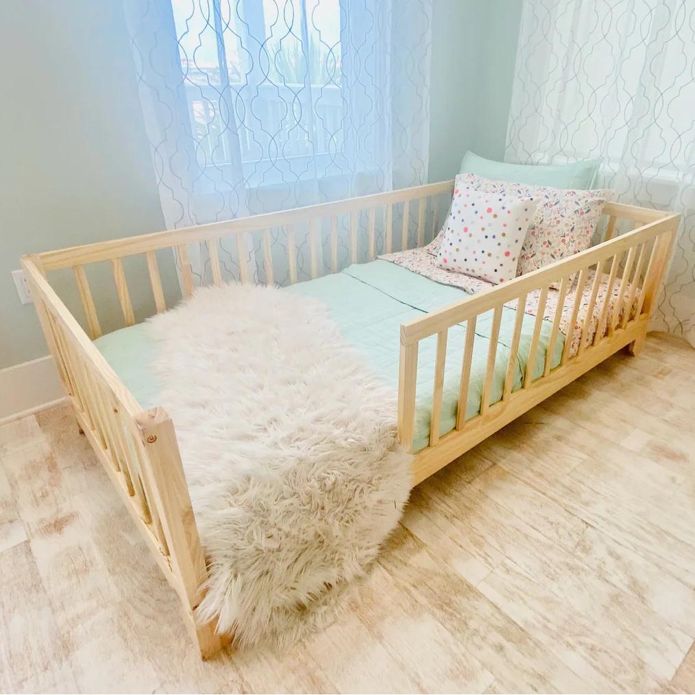 Montessori Custom Kids Furniture Luca Montessori Floor Bed With Rails Twin