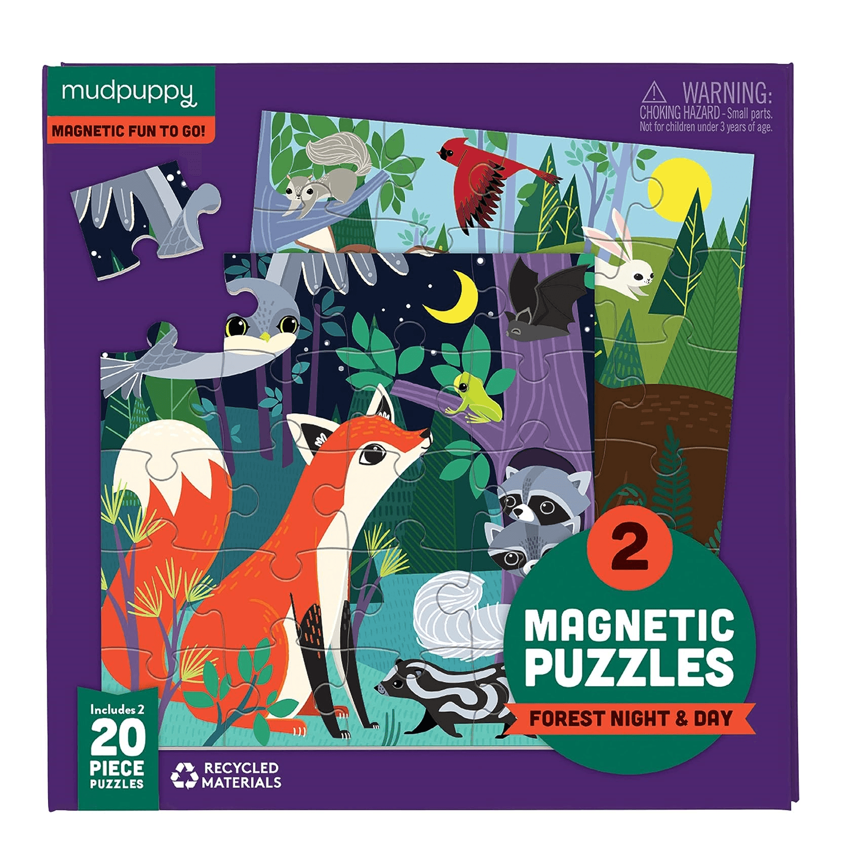 Montessori Mudpuppy Magnetic Jigsaw Puzzle Forest Night & Day