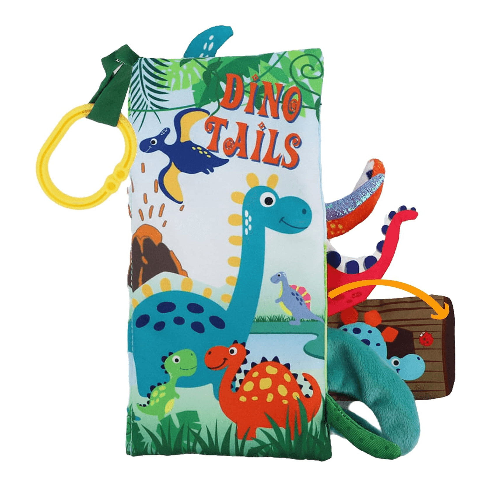 Montessori bebe mondo Crinkle Cloth Book Dino Tails