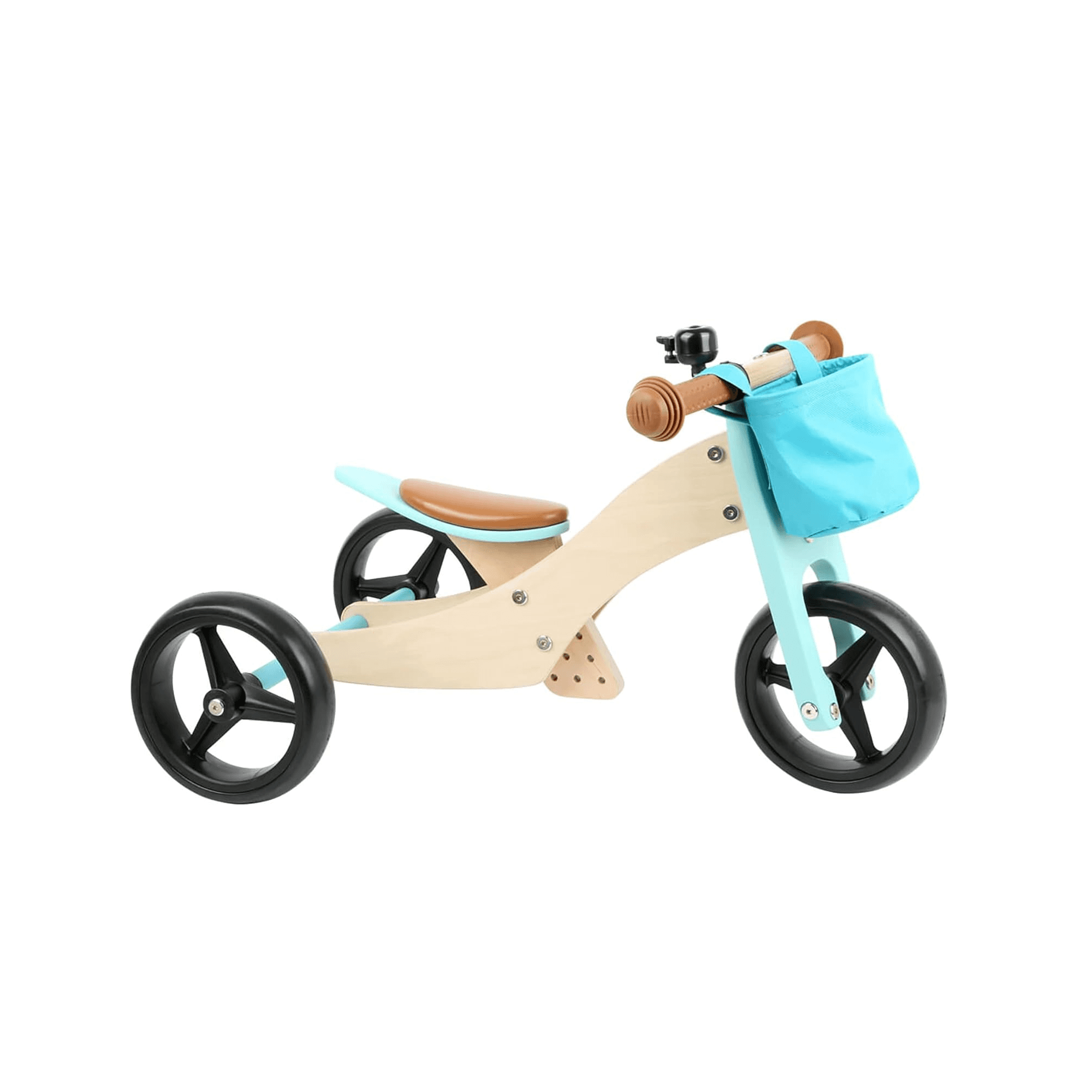 Montessori Small Foot 2-in-1 Tricycle Balance Bike With Basket Turqoise