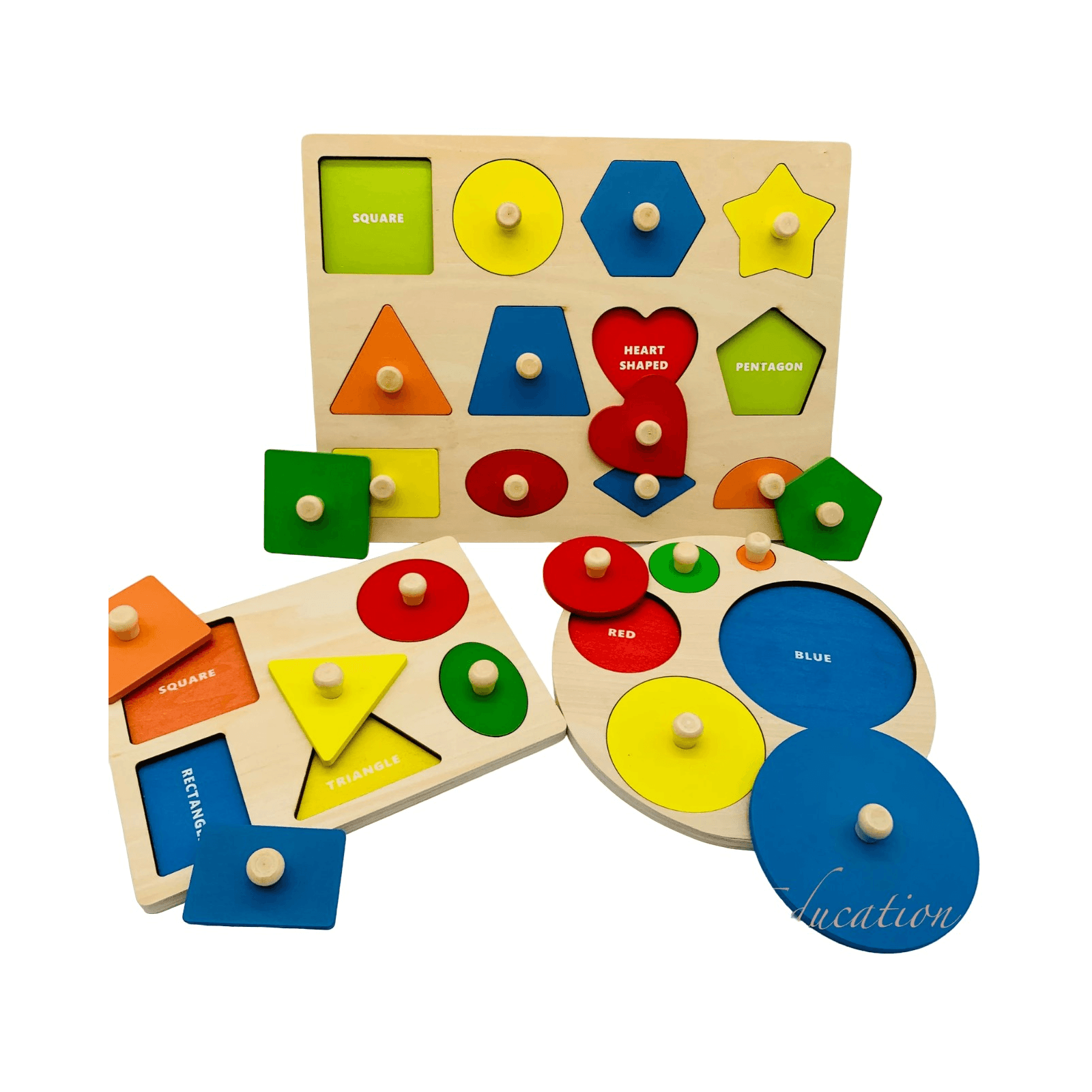 Montessori My Gifted Education Montessori Geometric Peg Puzzles All 3 Sets