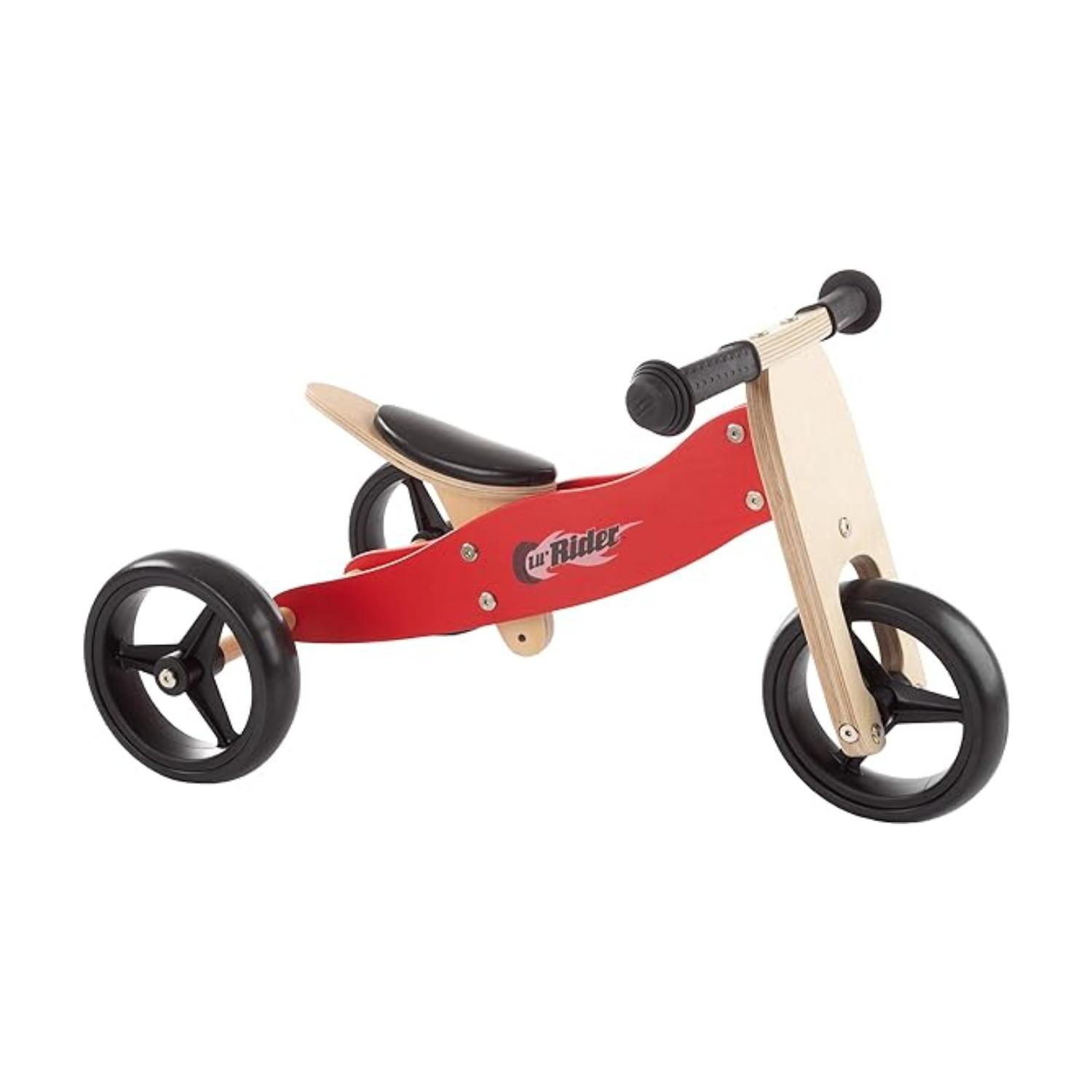 Montessori Lil' Rider 2-in-1 Wooden Balance Bike & Push Tricycle
