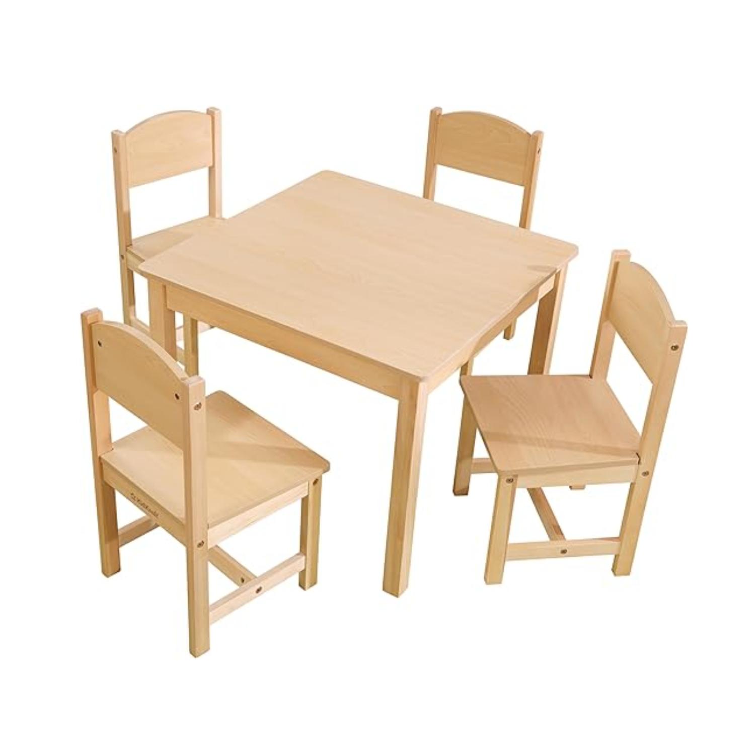 Montessori KidKraft Wooden Farmhouse Table & 4 Chairs Set Natural