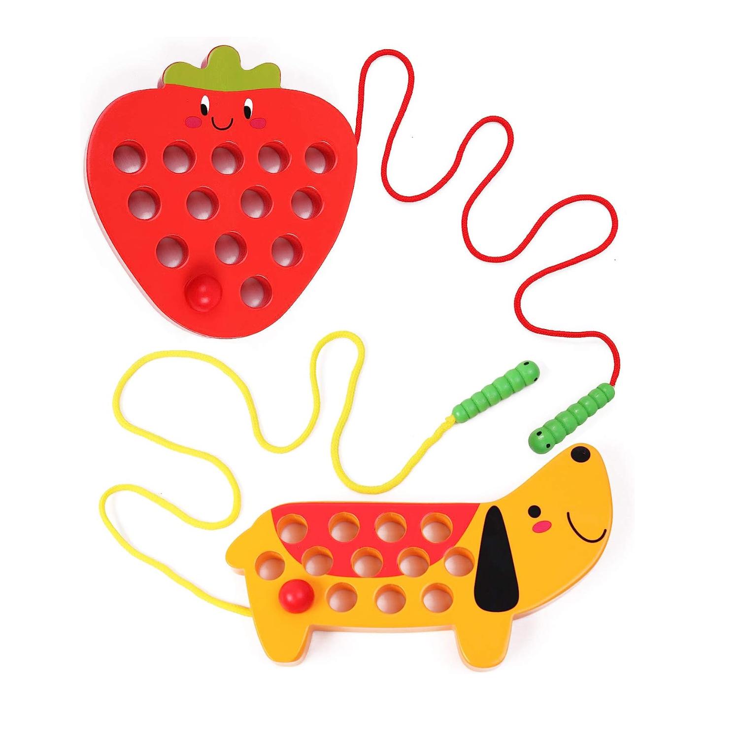 Montessori GEMEM Lacing Toy Strawberry & Dog