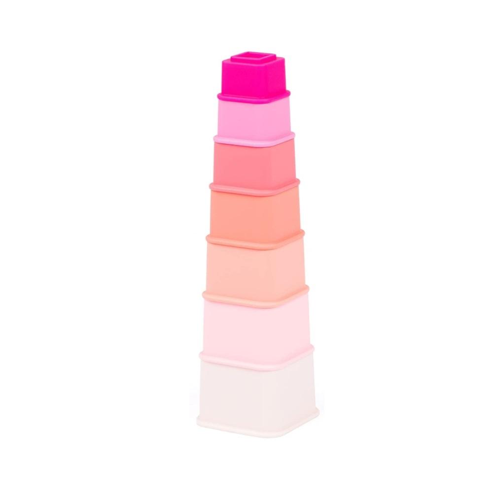 Montessori Bella Tunno Happy Stacks Silicone Stacking Cups Jeweled Pink