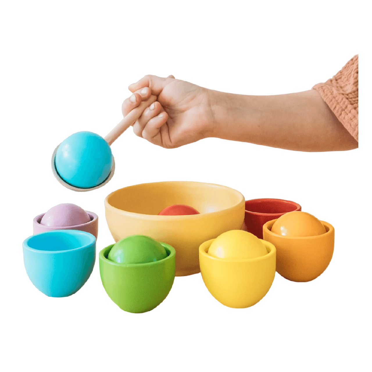 Montessori Montessori & Me Rainbow Colored Sorting Wooden Balls Set