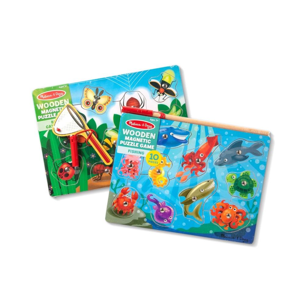 Montessori Melissa &#038; Doug Magnetic Puzzle Game Set Fishing and Bug-Catching