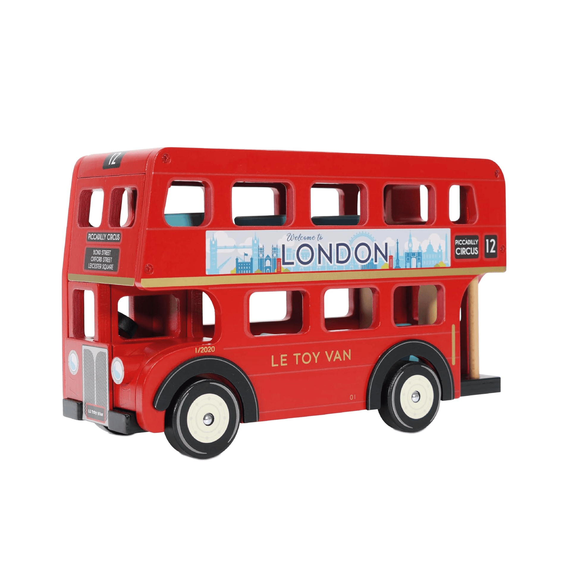 Montessori Le Toy Van Wooden Toy Red London Double Decker Bus