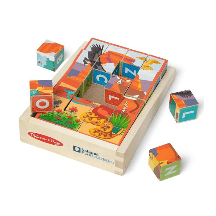 Montessori Melissa & Doug National Parks Alphabet & Animals 24-Piece Cube Puzzle